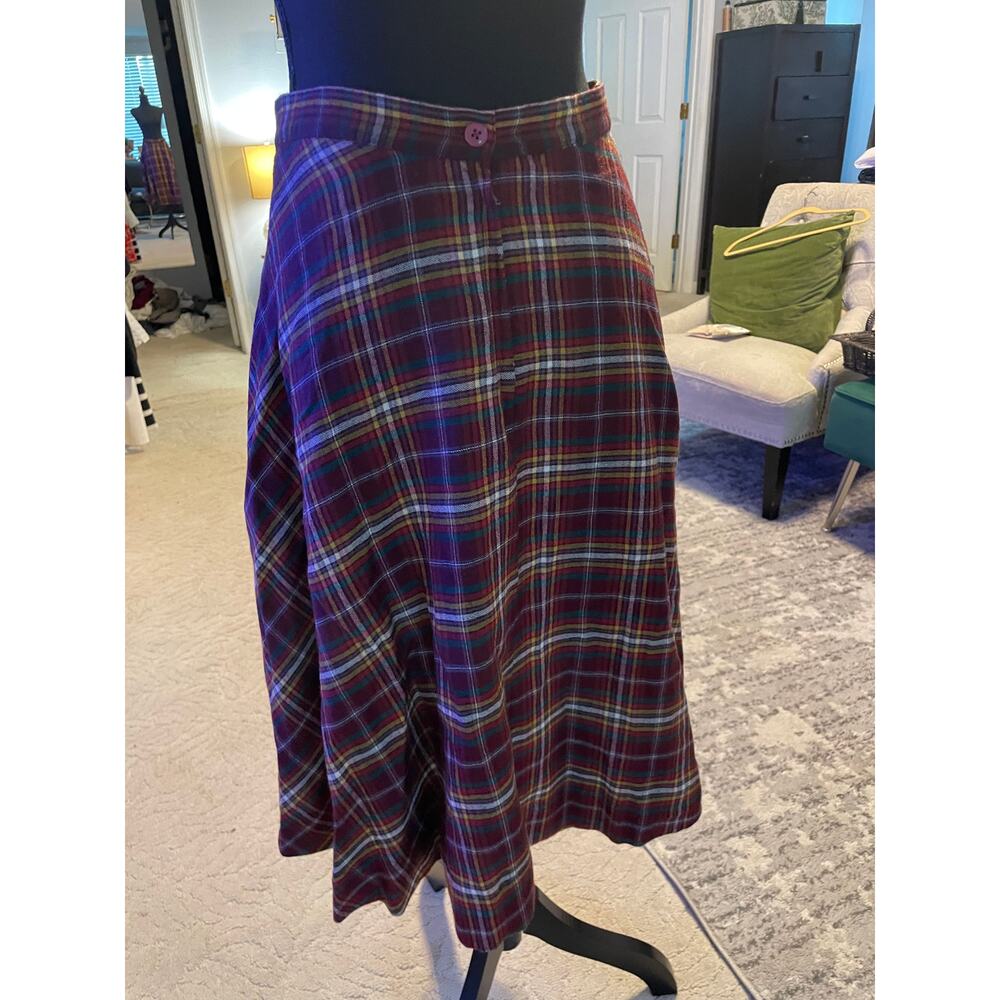 Kennar Ann Tjian Vintage Wool Blend Plaid Skirt Fits Like M - Picture 4 of 4